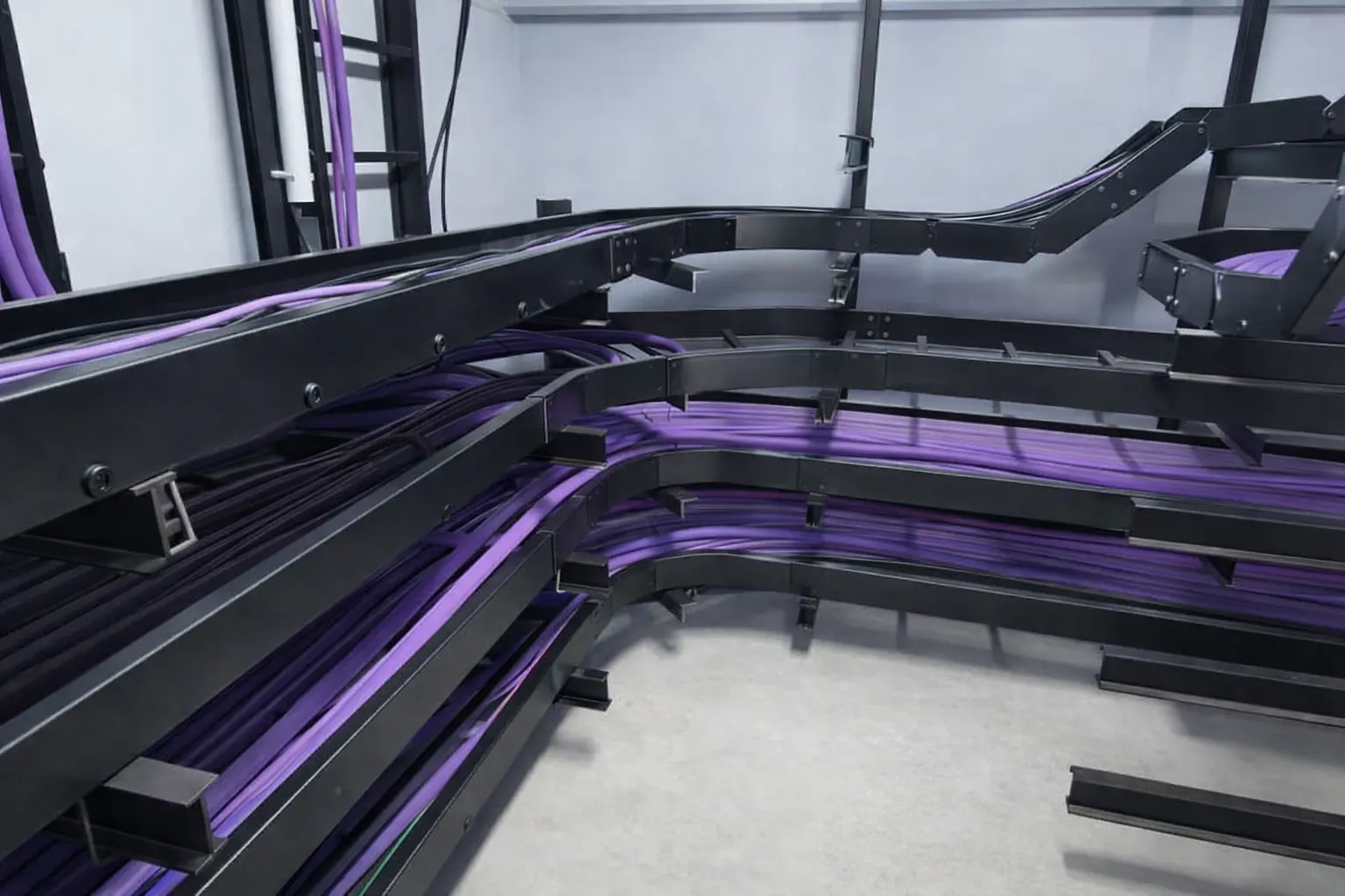 Cable tray racks and runs in plant and indoor installations.